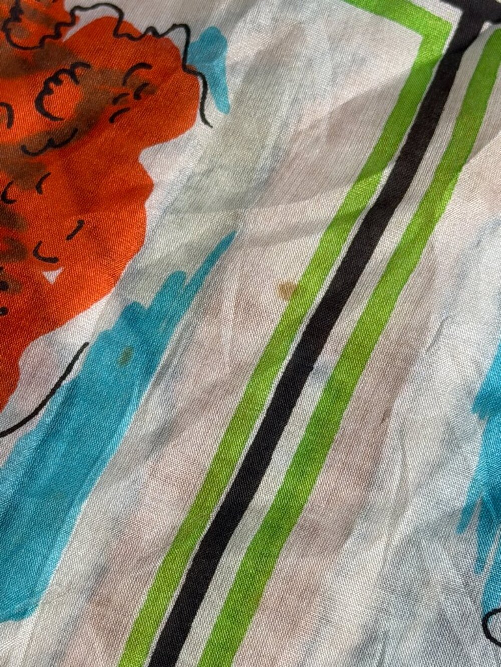 Vintage 1950s New York City Pure Silk Hand Screen Printed Souvenir Scarf - Picture 9 of 11